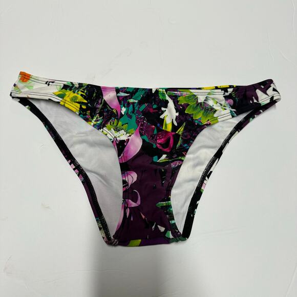 Express Hawaiian Floral Print Hipster Bikini Bottom Womens Size Small Purple NEW - Picture 1 of 6